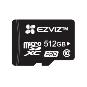 Atminties kortelė Micro SD juodos spalvos su baltu užrašu "EZVIZ", 512GB talpa, PRO 10 - Atminties kortelė Micro SD.