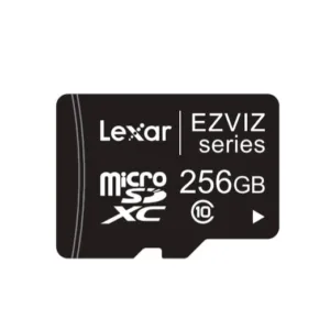 Priekinis vaizdas Lexar 256GB EZVIZ serijos, klasės U1 - Atminties kortelė Micro SD.