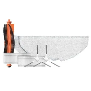 Roboto dulkių siurblio priedų komplektas su teptuku, šluoste ir filtru, oranžinės spalvos plastikas - komplektas.