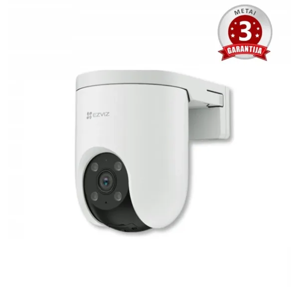 Balta EZVIZ CS-H8C Pro su 4K raiška ir valdoma lauko kamera, matoma iš priekinio kampo - valdoma lauko kamera.