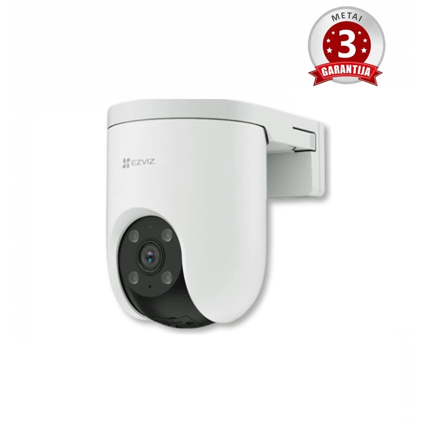 Balta EZVIZ CS-H8C Pro su 4K raiška ir valdoma lauko kamera, matoma iš priekinio kampo - valdoma lauko kamera.