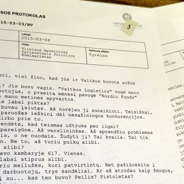 Liudytojo apklausos protokolas iš detektyvinio žaidimo bylos